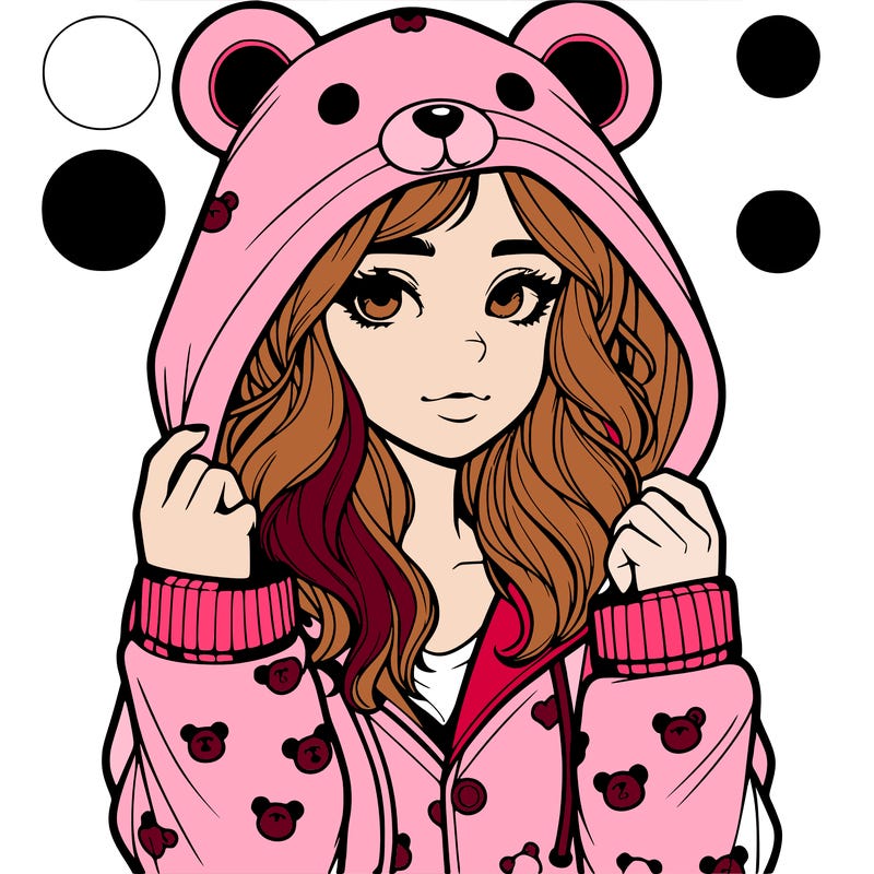 realistic girl in a animal pjs hoodie