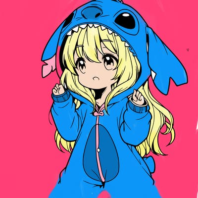anime girl in a stitch onsie
