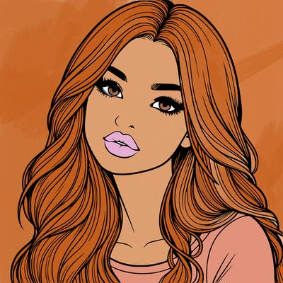 realistic girl with hair on her hair and lips