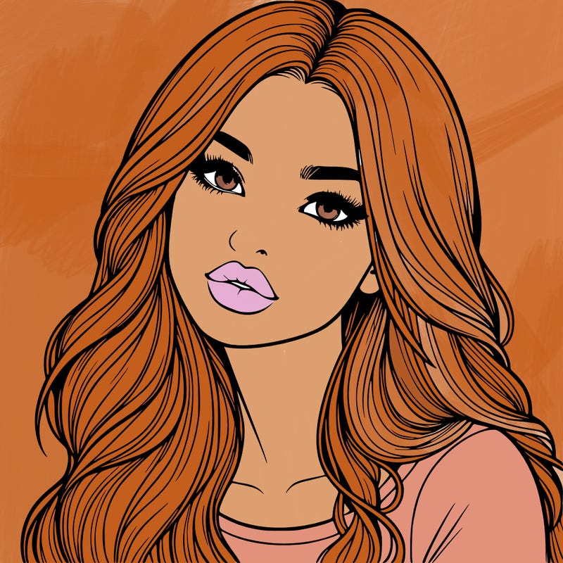 realistic girl with hair on her hair and lips