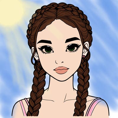 realistic girl with braids