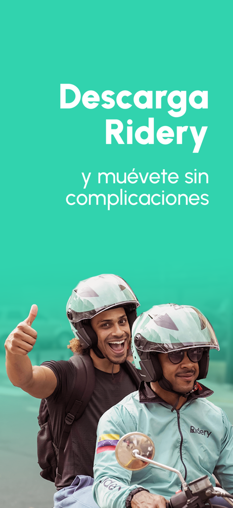 Ridery: Safety rides - A happy passenger giving a thumbs up while riding on a Ridery motorcycle taxi with a professional driver in Venezuela