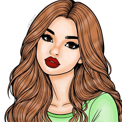 realistic girl with hair on her hair and lips