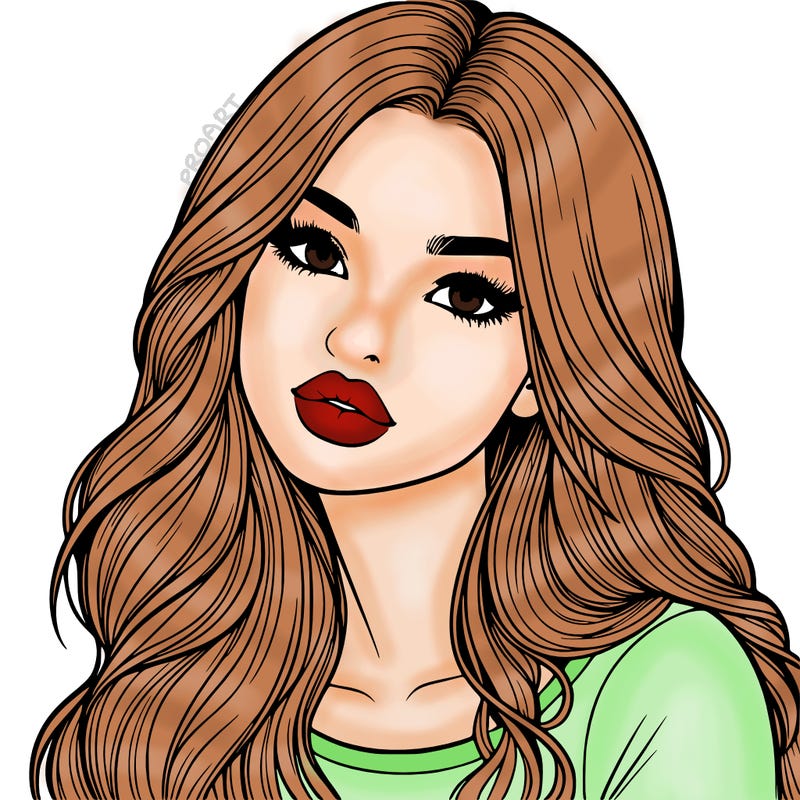 realistic girl with hair on her hair and lips