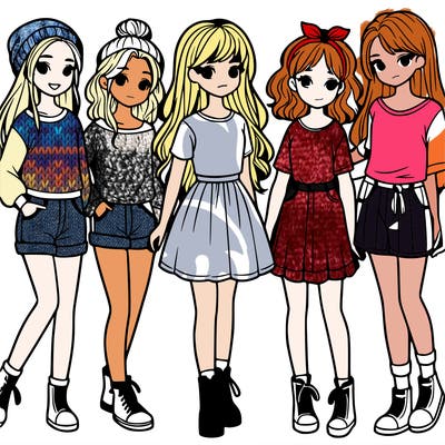 a group of five girls