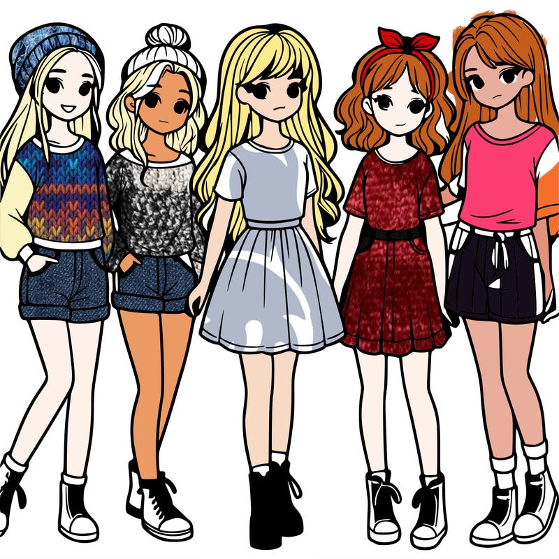 a group of five girls