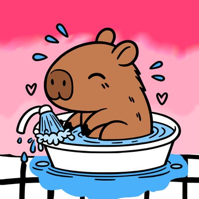 capybara taking a bath
