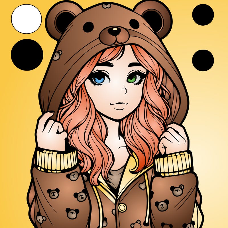 realistic girl in a animal pjs hoodie