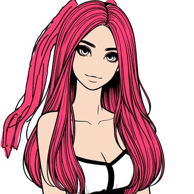 realistic woman with long straight hair