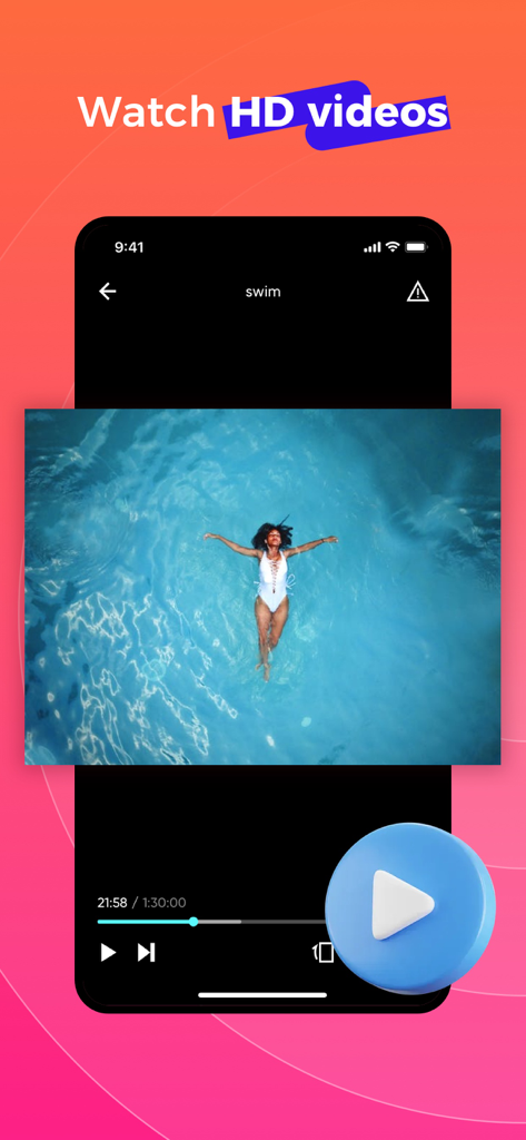 MoodPlayer - Media Player - Tela de smartphone mostrando reprodução de vídeo de alta definição na interface do aplicativo MoodPlayer.