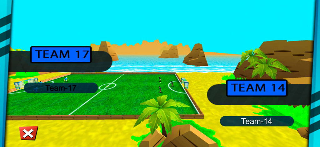Soccer Stars - Football 2025 - Un campo de fútbol 3D en una playa tropical en Soccer Stars Football 2025
