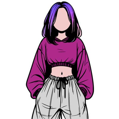 realistic girl faceless with baggy pants and a crop top