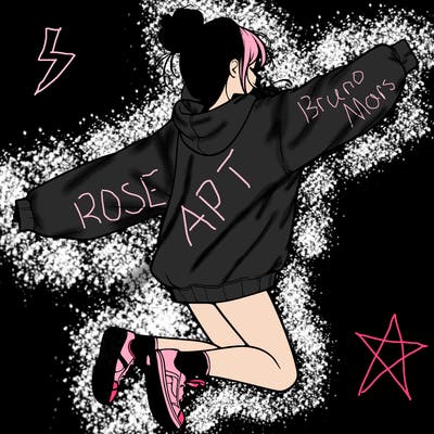 realistic girl jumping with a bun and oversized sweatshirt