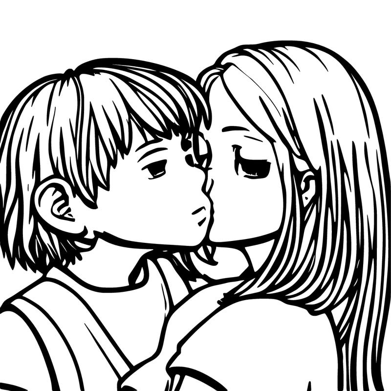 anime girl and boy kissing