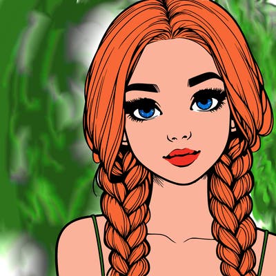 realistic girl with braids