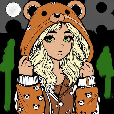 realistic girl in a animal pjs hoodie