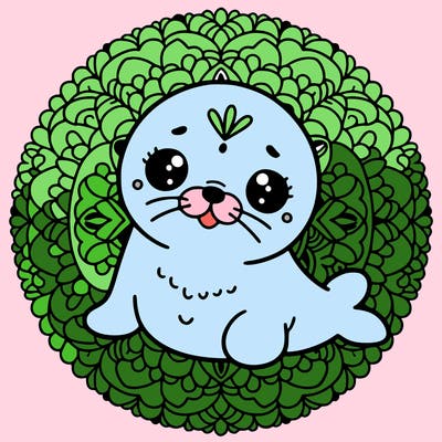 a cute baby seal mandala