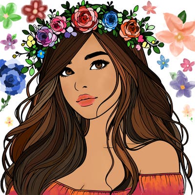 realistic girl with flower crown