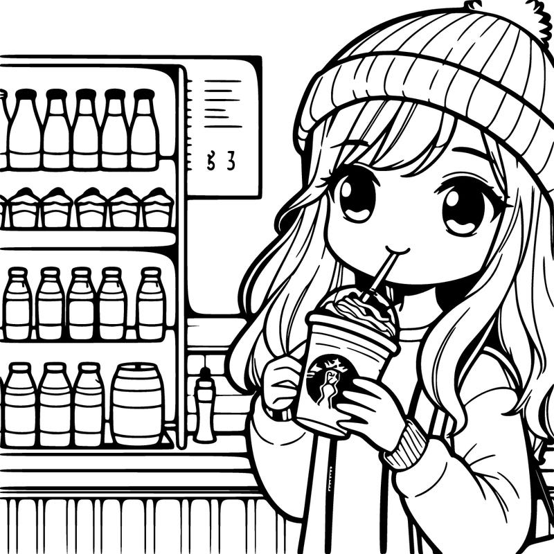 a girl drinking starbucks at starbucks