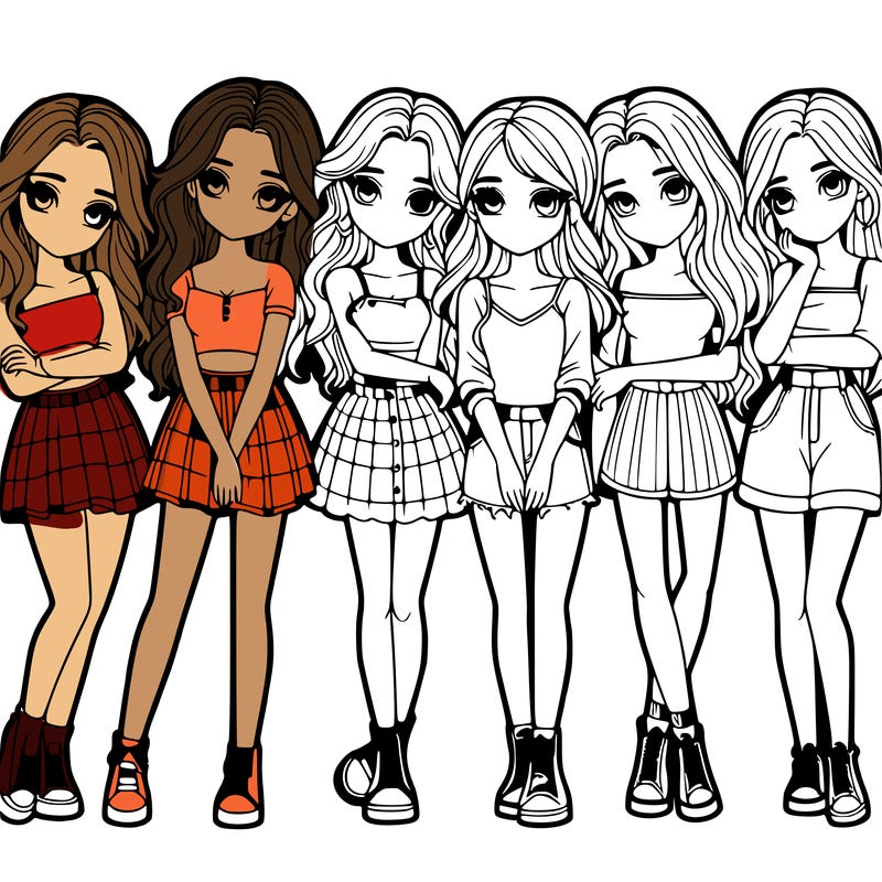 a group of girls realistic