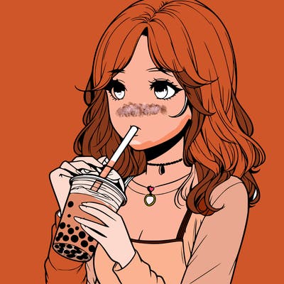 realistic girl drinking boba tea