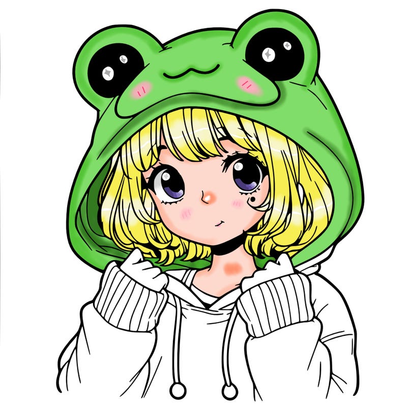 a cute teenage girl wearing a frog hoodie