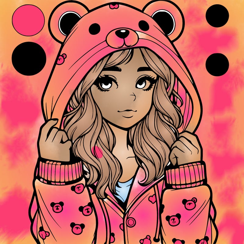 realistic girl in a animal pjs hoodie