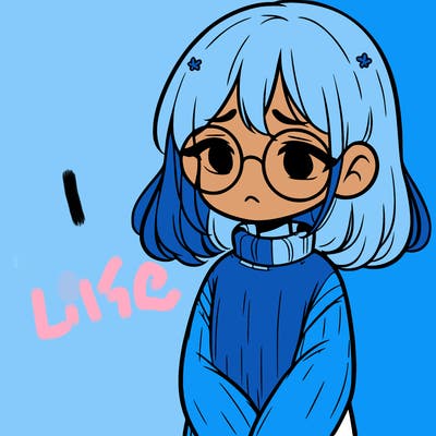 sad girl with glasses in a sweater