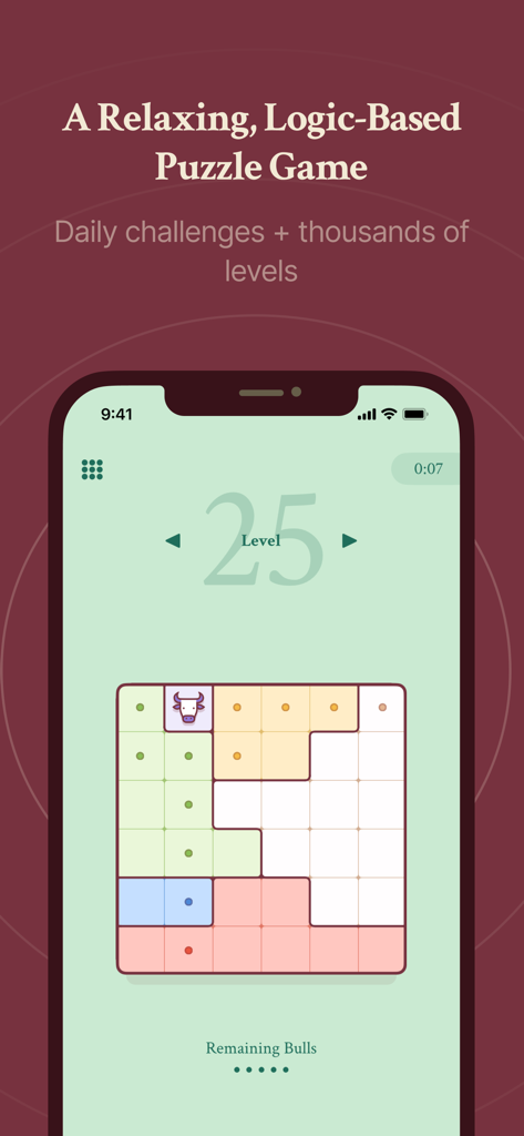 Bullpen: Logic Puzzle Game - Bullpen logic puzzle game interface displaying a minimalist level grid