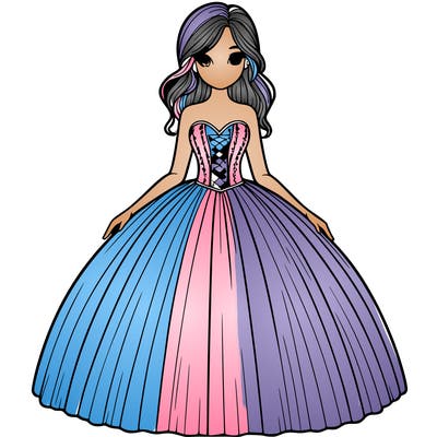 girl in realistic ball gown dress