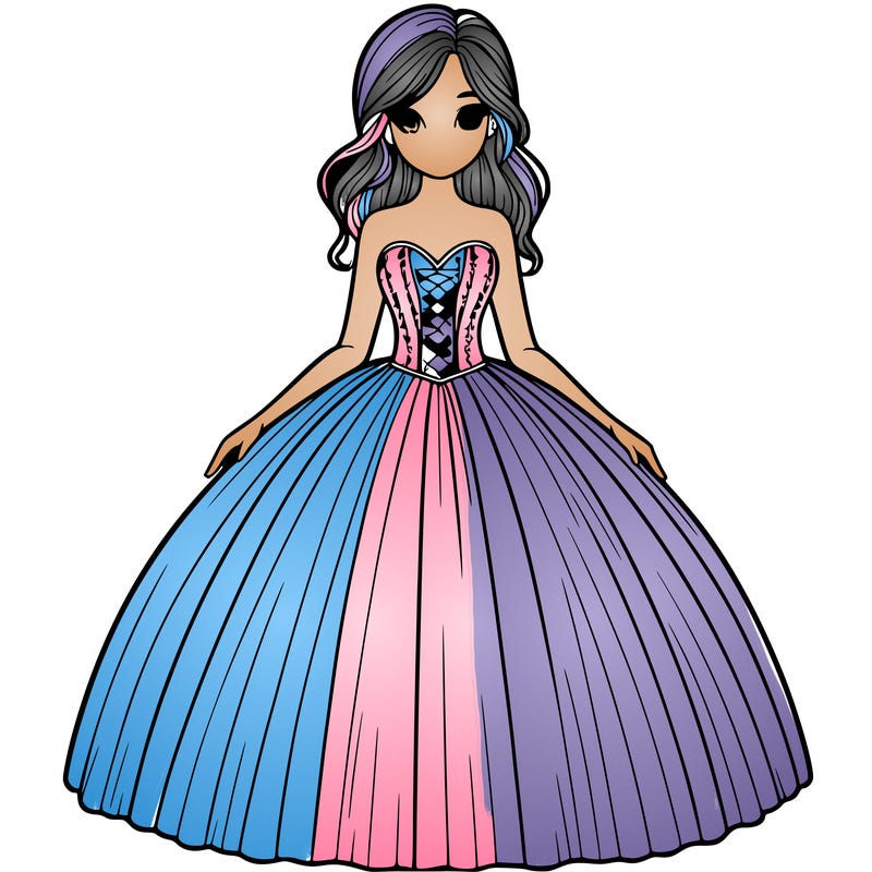 girl in realistic ball gown dress