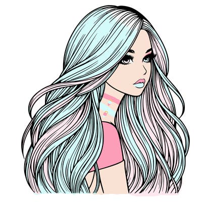 realistic girl with long realistic hair