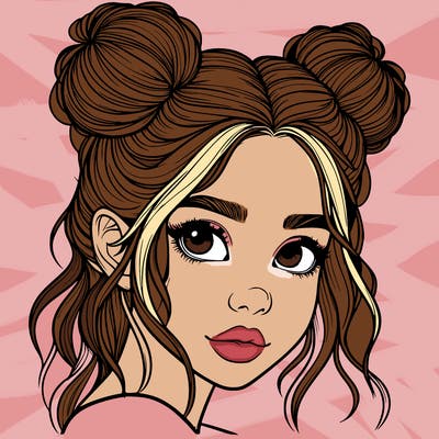 realistic girl with hair buns on her head