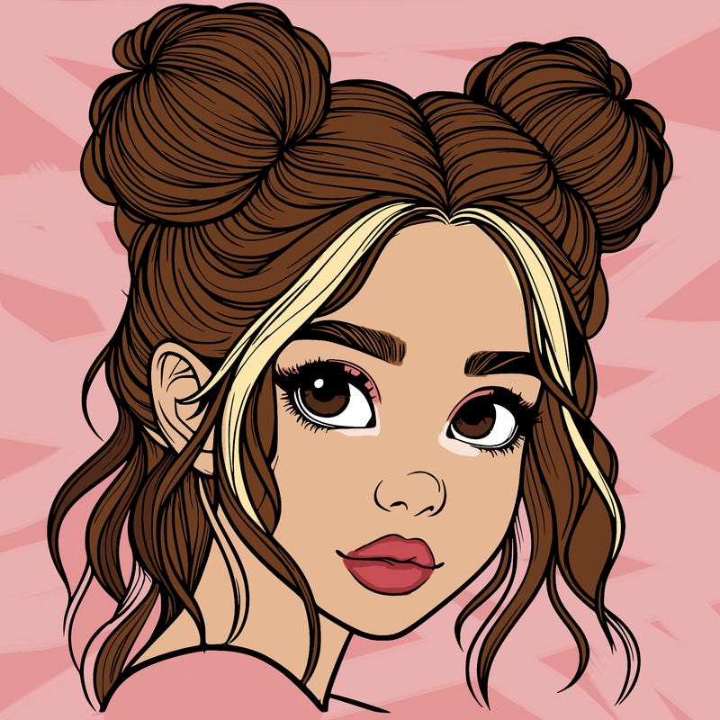 realistic girl with hair buns on her head