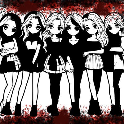 a group of girls realistic