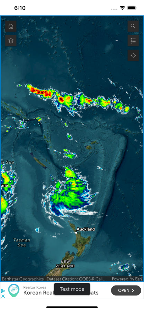Gulf Hurricane Tracker - Interactive weather tracking map showing precipitation overlays and storm data over the ocean