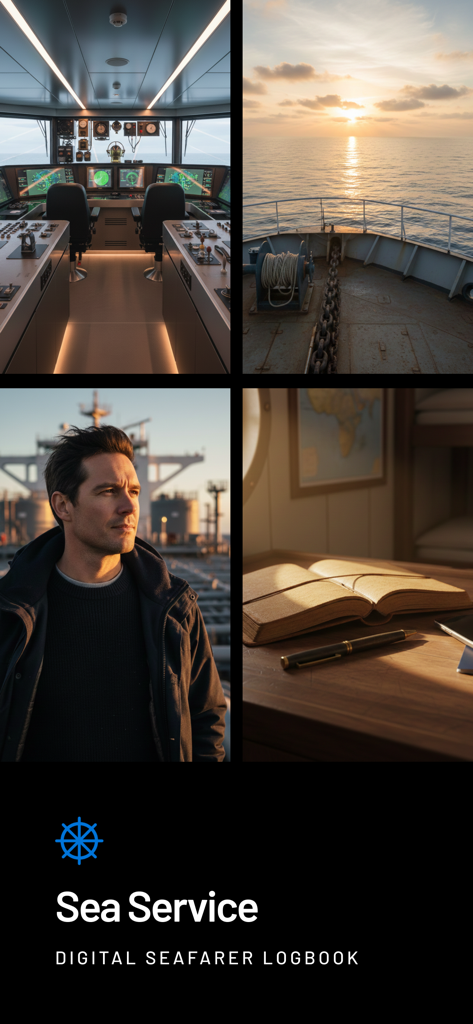 Sea Service - Career Manager - Sea Service app landing page showing a maritime career manager and digital logbook for seafarers
