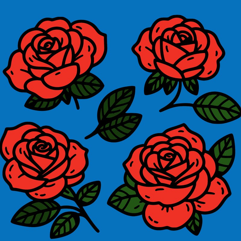 cute four pieces roses