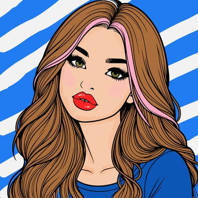 realistic girl with hair on her hair and lips