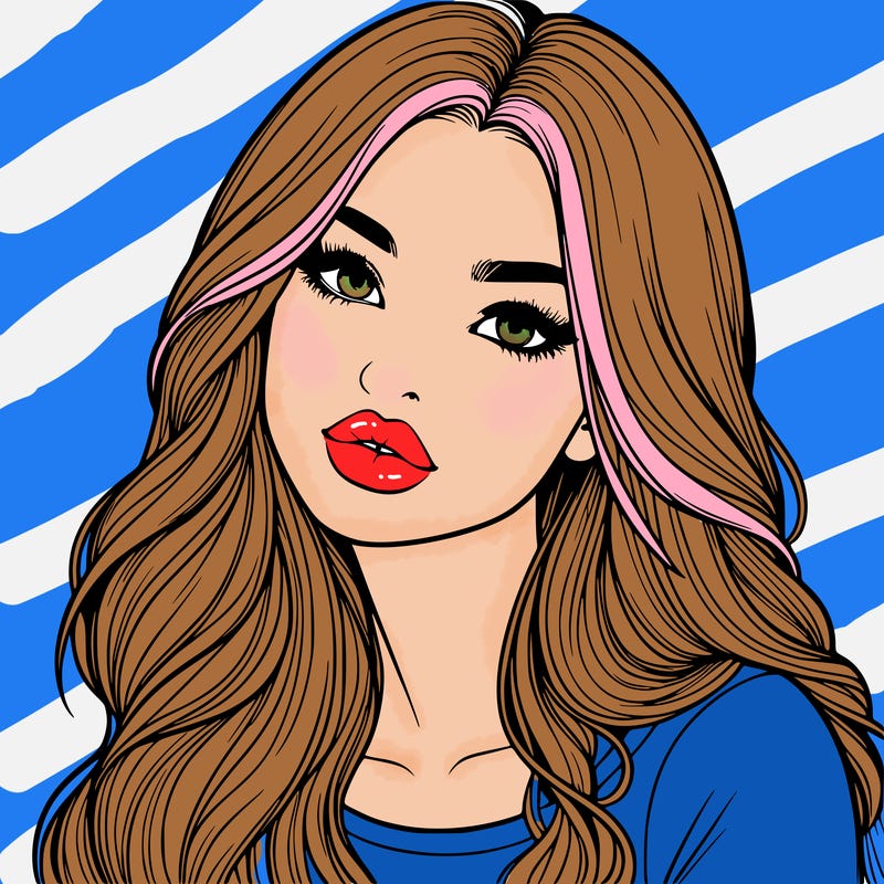 realistic girl with hair on her hair and lips