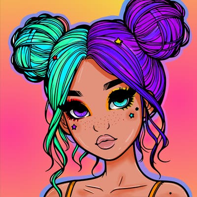 realistic girl with space buns