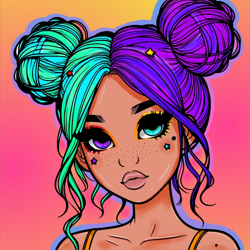 realistic girl with space buns