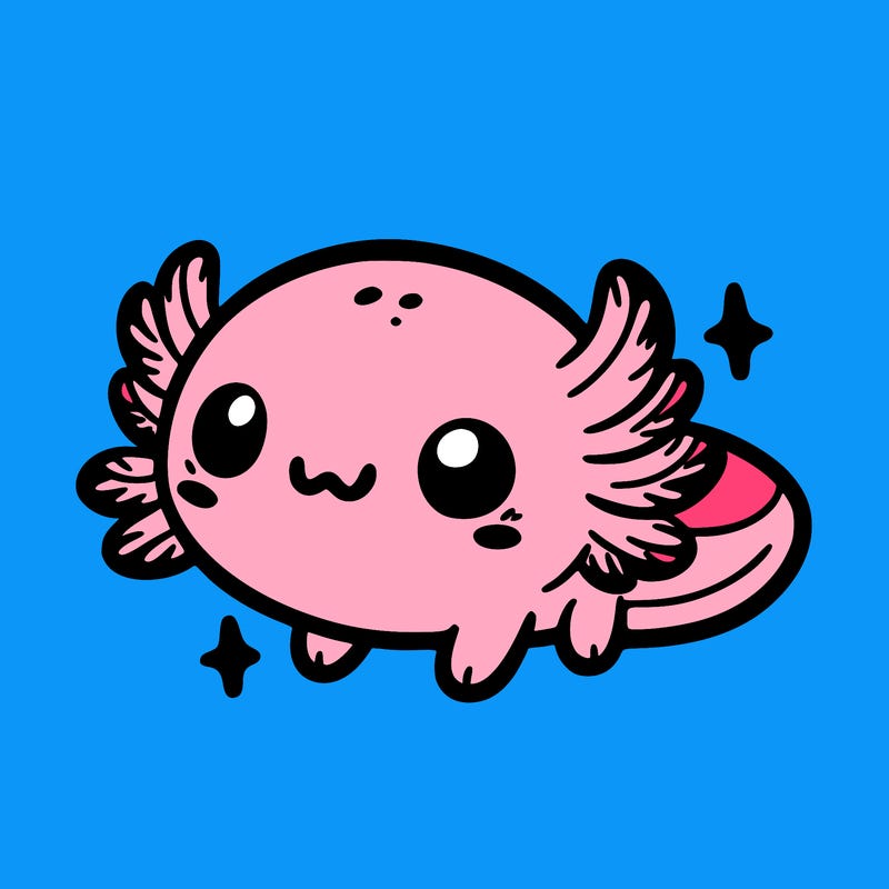 cute easy baby axolotl