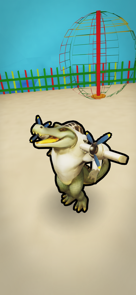 Dancing Rat Meme Generator - A 3D animated crocodile character with airplane propellers on its arms in a surreal digital environment