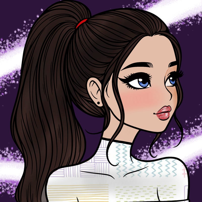 a beautiful and realistic girl with a high pony tail