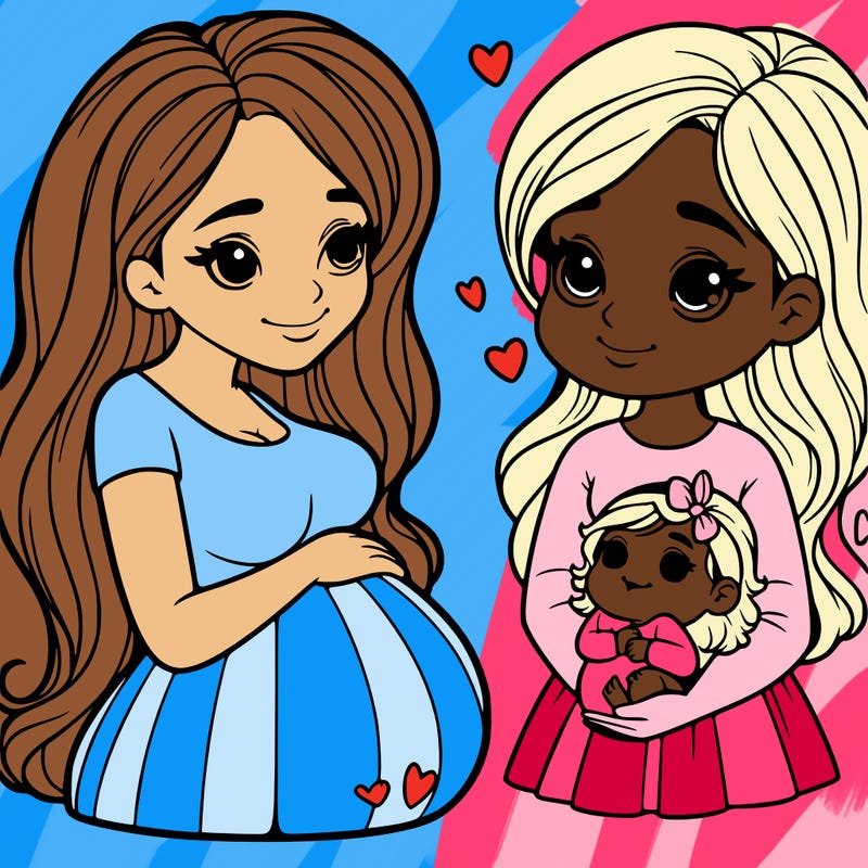 a pregnant woman with a baby girl