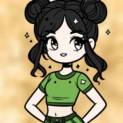 girl in croptop with space buns