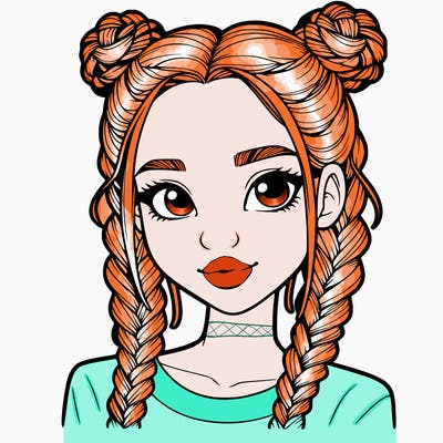 realistic girl with braids