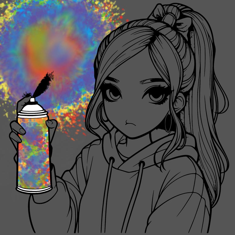 a realistic girl spray, painting