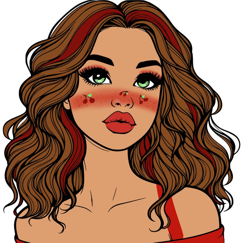 realistic girl with wavy hair and lips